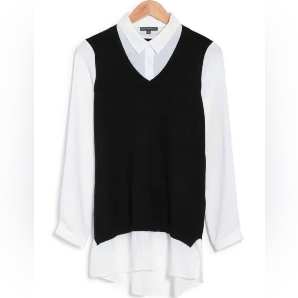 Sweater Vest Twofer Long Sleeve